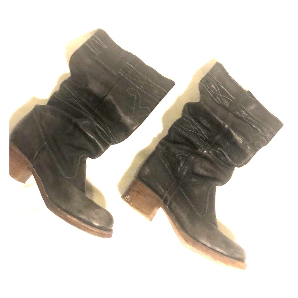 Jeffrey Campbell distressed black boots